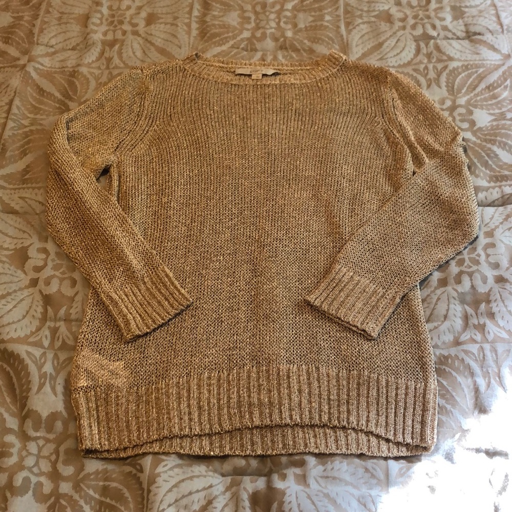 LOFT golden shimmer sweater S